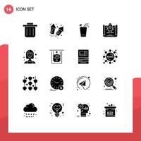 Solid Glyph Pack of 16 Universal Symbols of atm executive spring director business Editable Vector Design Elements