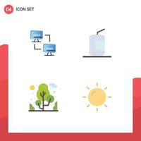 Set of 4 Modern UI Icons Symbols Signs for computer plant computers drink camping Editable Vector Design Elements