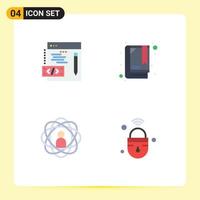 4 Flat Icon concept for Websites Mobile and Apps coding research book abilities internet of things Editable Vector Design Elements