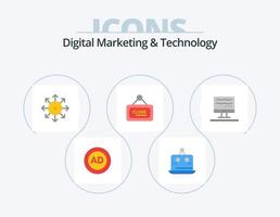 Digital Marketing And Technology Flat Icon Pack 5 Icon Design. sign. marketing. measurement. platform. media vector