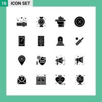 16 Creative Icons Modern Signs and Symbols of smart phone wireframe hand ux layout Editable Vector Design Elements