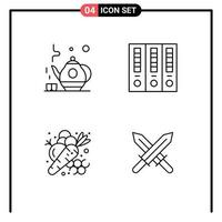 Universal Icon Symbols Group of 4 Modern Filledline Flat Colors of tea farm archive finance vegetable Editable Vector Design Elements