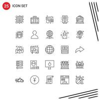 Set of 25 Modern UI Icons Symbols Signs for shop building note sound multimedia Editable Vector Design Elements