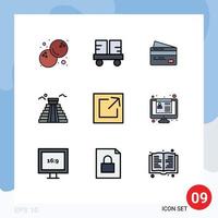 Universal Icon Symbols Group of 9 Modern Filledline Flat Colors of link usa card american building Editable Vector Design Elements