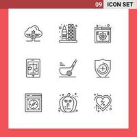 9 iconos creativos signos y símbolos modernos de la ley en línea internet internet web elementos de diseño vectorial editables vector