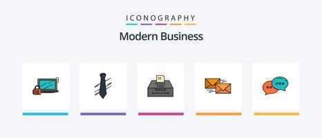 Modern Business Line Filled 5 Icon Pack Including security. computer. connection. sale. business. Creative Icons Design vector