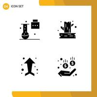 Set of 4 Modern UI Icons Symbols Signs for expansion and innovation arrow science folder camping up Editable Vector Design Elements