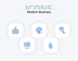 diseño de icono de paquete de 5 iconos de negocios azul moderno. portafolio. documentos. Internet. caso. maletín vector