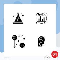 Group of 4 Modern Solid Glyphs Set for celebration health investment disease business Editable Vector Design Elements