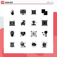 Pictogram Set of 16 Simple Solid Glyphs of employee swap coding layers rule Editable Vector Design Elements