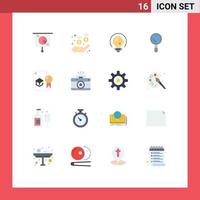 16 Flat Color concept for Websites Mobile and Apps education certificate data building search Editable Pack of Creative Vector Design Elements