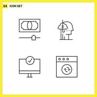 Pack of 4 Modern Filledline Flat Colors Signs and Symbols for Web Print Media such as cash connected borrowing ideas habit gadget Editable Vector Design Elements
