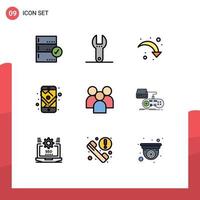 Filledline Flat Color Pack of 9 Universal Symbols of group route refresh navigation gps Editable Vector Design Elements