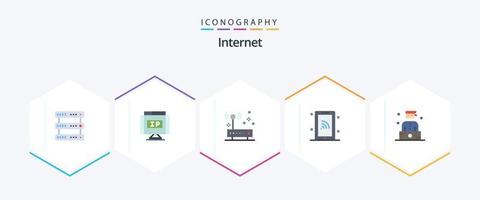 Internet 25 Flat icon pack including criminal. wifi. connection. technology. network vector