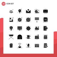 Modern Set of 25 Solid Glyphs and symbols such as scale tape iot measuring letter Editable Vector Design Elements