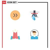 Mobile Interface Flat Icon Set of 4 Pictograms of arrows five chemical factory high Editable Vector Design Elements