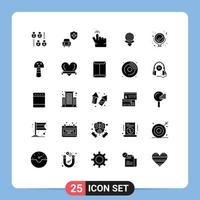 25 Universal Solid Glyphs Set for Web and Mobile Applications mushroom mirror touch makeup hotel Editable Vector Design Elements