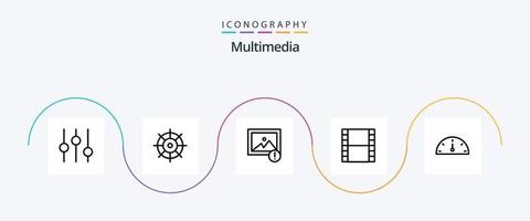 paquete de iconos de línea multimedia 5 que incluye . foto. actuación. tablero vector