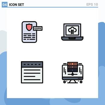 Universal Icon Symbols Group of 4 Modern Filledline Flat Colors of controller website project badge digital Editable Vector Design Elements