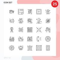 Line Pack of 25 Universal Symbols of direction plus hospital new create Editable Vector Design Elements