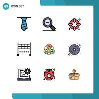 Mobile Interface Filledline Flat Color Set of 9 Pictograms of computer clone life gang sport Editable Vector Design Elements