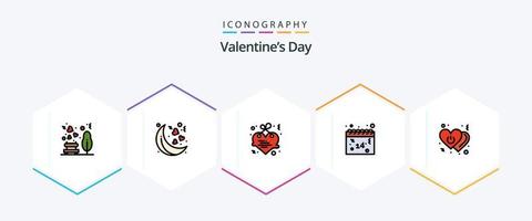 paquete de iconos de línea completa del día de san valentín 25 que incluye descuento. corazón. corazón. san valentin fecha vector