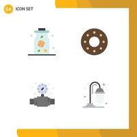 Flat Icon Pack of 4 Universal Symbols of water plumbing donut gauge park Editable Vector Design Elements