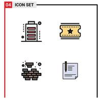 4 Creative Icons Modern Signs and Symbols of battery mind full film tickets solving Editable Vector Design Elements