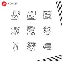 Pack of 9 creative Outlines of man hexahedron shower hardware page Editable Vector Design Elements