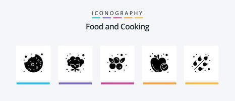 Food Glyph 5 Icon Pack Including . food. blueberry. cereal. meal. Creative Icons Design vector