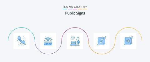 Public Signs Blue 5 Icon Pack Including up. down. wifi. direction. public vector