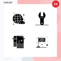 Modern Set of 4 Solid Glyphs and symbols such as businessman towel internet tool day Editable Vector Design Elements