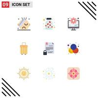 9 Thematic Vector Flat Colors and Editable Symbols of digital electronic signature computer buy luggage Editable Vector Design Elements