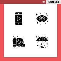 4 Universal Solid Glyphs Set for Web and Mobile Applications mobile hobby dollar real love Editable Vector Design Elements