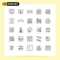 Universal Icon Symbols Group of 25 Modern Lines of paid hand heart idea protected ideas Editable Vector Design Elements