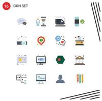 Universal Icon Symbols Group of 16 Modern Flat Colors of projector device person data check Editable Pack of Creative Vector Design Elements