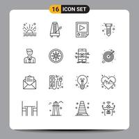 16 Universal Outline Signs Symbols of business hardware sound diy playback Editable Vector Design Elements