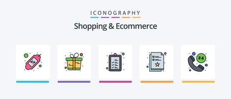 Shopping And Ecommerce Line Filled 5 Icon Pack Including box. shopping. computer . passport . identity. Creative Icons Design vector