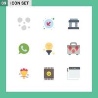 Modern Set of 9 Flat Colors Pictograph of construction media tower light watts app Editable Vector Design Elements