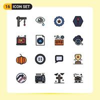 Set of 16 Modern UI Icons Symbols Signs for computer warning sad octagon usa Editable Creative Vector Design Elements