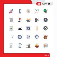 Universal Icon Symbols Group of 25 Modern Flat Colors of hand eye aim money funds Editable Vector Design Elements