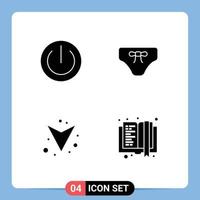 4 Thematic Vector Solid Glyphs and Editable Symbols of button clothing gadgets beach down Editable Vector Design Elements