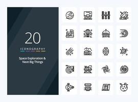 20 Space Exploration And Next Big Things Outline icon for presentation vector