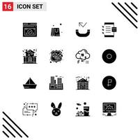 Modern Set of 16 Solid Glyphs Pictograph of love family missed device develop Editable Vector Design Elements