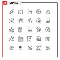 Set of 25 Modern UI Icons Symbols Signs for personal process lily operation goals Editable Vector Design Elements