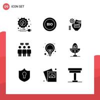 9 Thematic Vector Solid Glyphs and Editable Symbols of idea team gdpr people security Editable Vector Design Elements