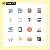 Pictogram Set of 16 Simple Flat Colors of calculator calculate online storage account food Editable Pack of Creative Vector Design Elements