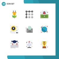 Set of 9 Modern UI Icons Symbols Signs for star letter security fax mail Editable Vector Design Elements