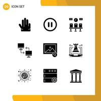 User Interface Pack of 9 Basic Solid Glyphs of search image transportation transfer mobile Editable Vector Design Elements
