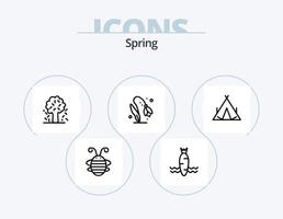 paquete de iconos de línea de primavera 5 diseño de iconos. naturaleza. primavera. acampar. naturaleza. flor vector